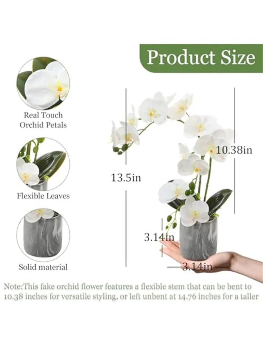 White Artificial Orchid Flowers Pot Faux Silk Phalaenopsis Wedding Table Decor